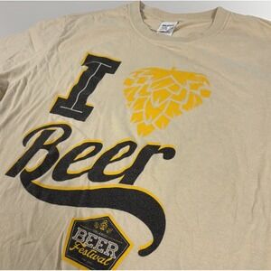Orlando Beer Festival T-Shirt Mens Large Tan I Heart Beer Graphic Tee Funny Hops